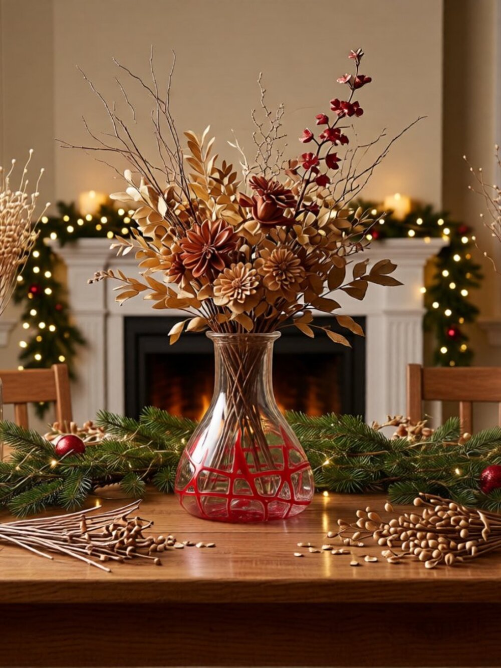 Margie’s Garden Hand-blown Red Flame Art Glass Vase